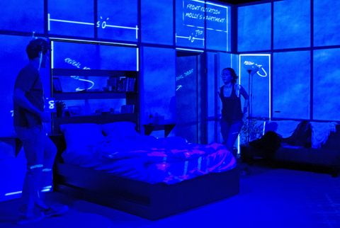 The set washed in blue projections of equations